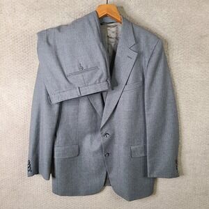 Vintage John Alexander Suit Mens 43R Gray Striped Wool 2 Piece Pants‎ 38x29